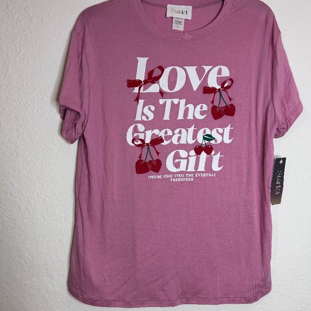 Starlet Pink Baby Tee Graphic Short Sleeve Top Size XL